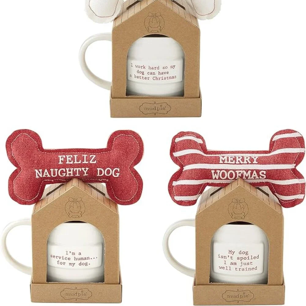 Mud Pie Red Santa's Favorite Dog Toy and Mug Set/NWT